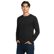 Gildan Men's Softstyle Long Sleeve T-Shirt, Crew Neck Modern Classic Fit Tee, Black, XL