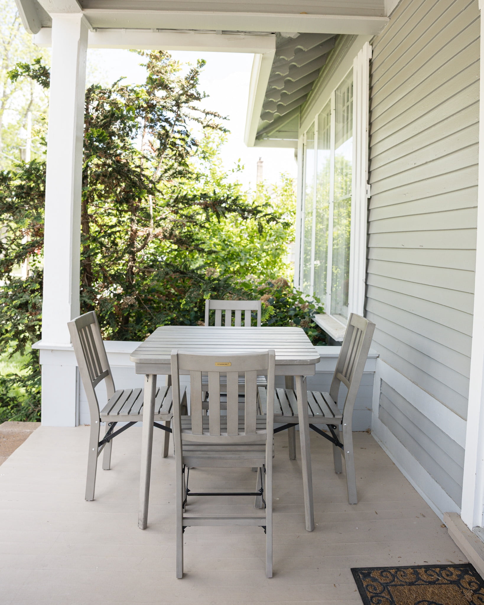 Stakmore Gray Outdoor Solid Hardwood Folding Chair – Classic Slatted Design, Set of 2
