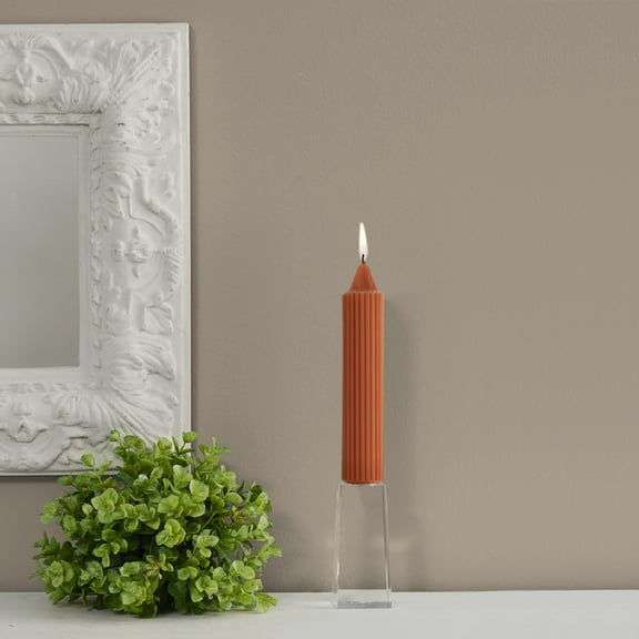 ROOT Unscented Grecian Collenettes Taper Candles, 7-Inch Tall, Box of 4, Rust