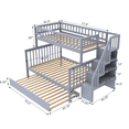 thumbnail image 2 of Tcbosik Bunk Bed Twin Over Full Size with Trundle and Open Shelves, Bed Frame with Stairs and Safety Guardrail for Bedroom, Guest Room, Easy Assembly, Grey, 2 of 9