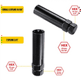 thumbnail image 2 of 7 Spline Lug Nut Key 6 Spline Lug Nut Socket Removal Tool, 2 PCS Dual Hex Drive Aftermarket Wheel Lock Key Replacement, 2 of 6