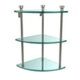 thumbnail image 2 of Foxtrot Collection Three Tier Corner Glass Shelf in Satin Nickel, 2 of 2