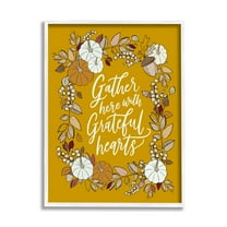 Stupell Industries Grateful Hearts Autumnal Vegetation Pumpkins Botanical Border , 16 x 20, Design by doodles.ink.