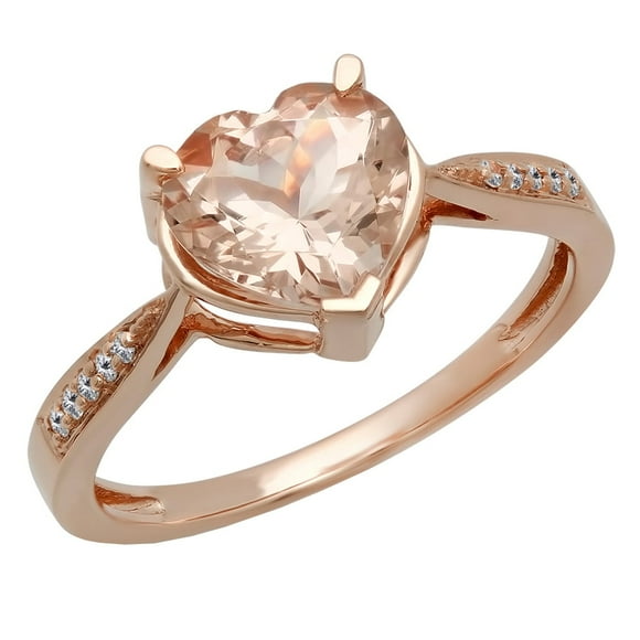 Dazzlingrock Collection 14K Heart-Shaped Morganite & Round Diamond Bridal Promise Engagement Ring, Rose Gold, Size 9