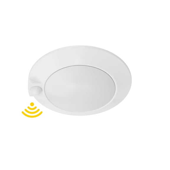 MW 4 inch Disk Light with Motion Sensor, 3000K Warm White,10w, 650Lumens, CRI 90  Disc Light, Wet Location (Plastic, 4 inch)