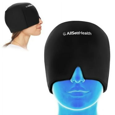 Migraine Relief Cap Ice Head Wrap Headache and Migraine Hat | Headache Relief with Hot/Cold Gel Head Ice Pack with Face and Eye Headache Mask Compress Black