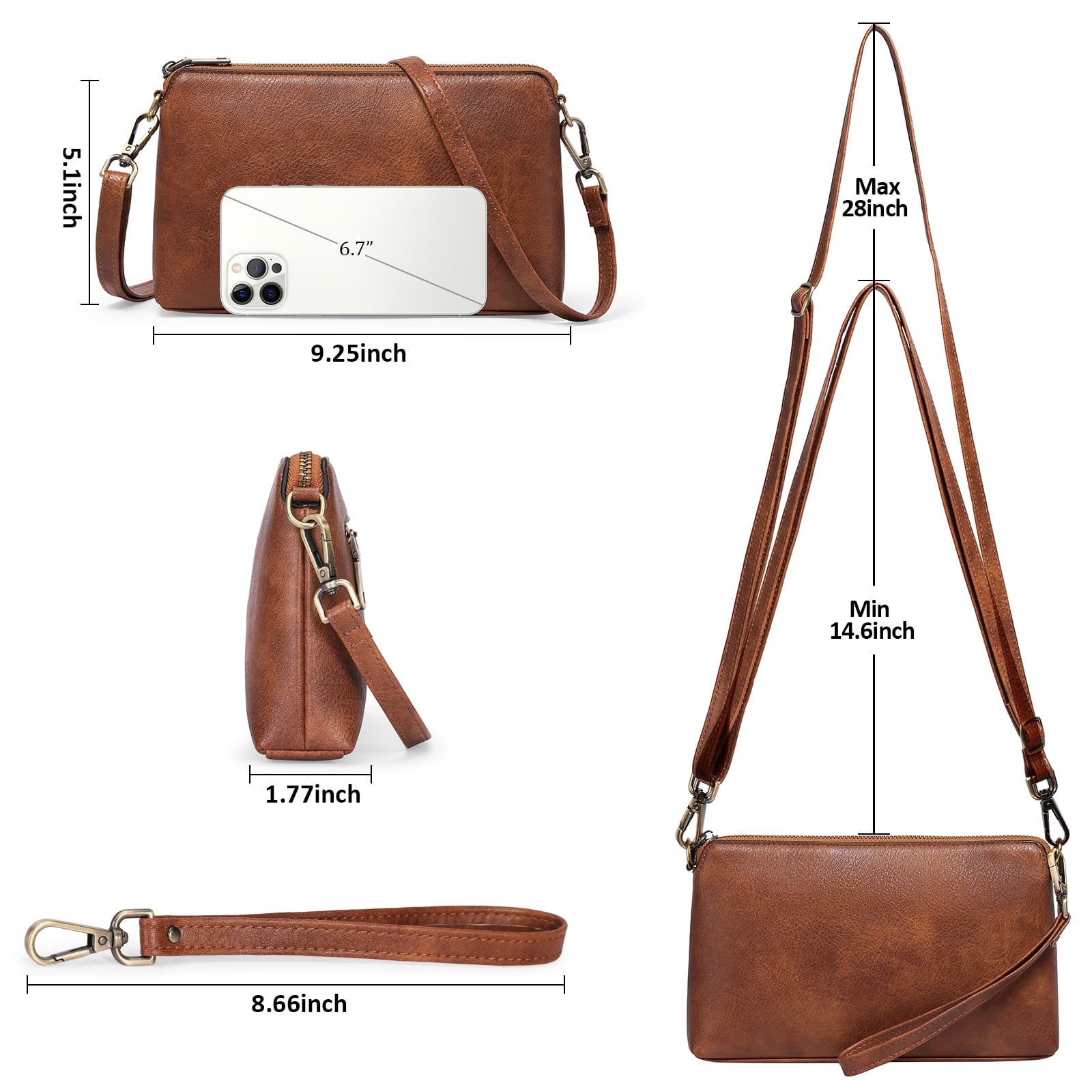 GAEKEAO Crossbody Bags for Women RFID Blocking Leather Shoulder Purse with Adjustable Strap & Top Zipper