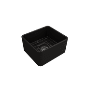 BOCCHI Classico Farmhouse Apron Front Fireclay 20 in. Single Bowl Kitchen Sink with Protective Bottom Grid and Strainer in Matte Black