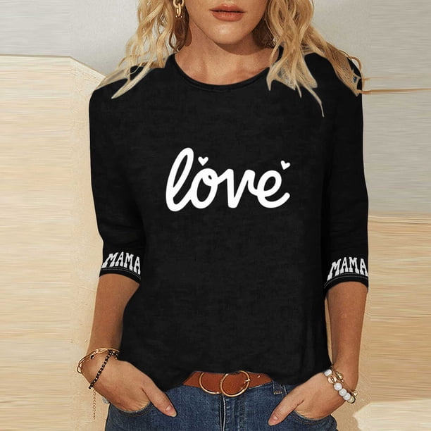 Xuyuer Abstract Print 3/4 Sleeve Loose Tee - Women's Casual Round Neck 3/4 Sleeve Top for Weekend Farmers Market Visits, Creative Studio Outings, and Relaxed Artistic Daily Wear
