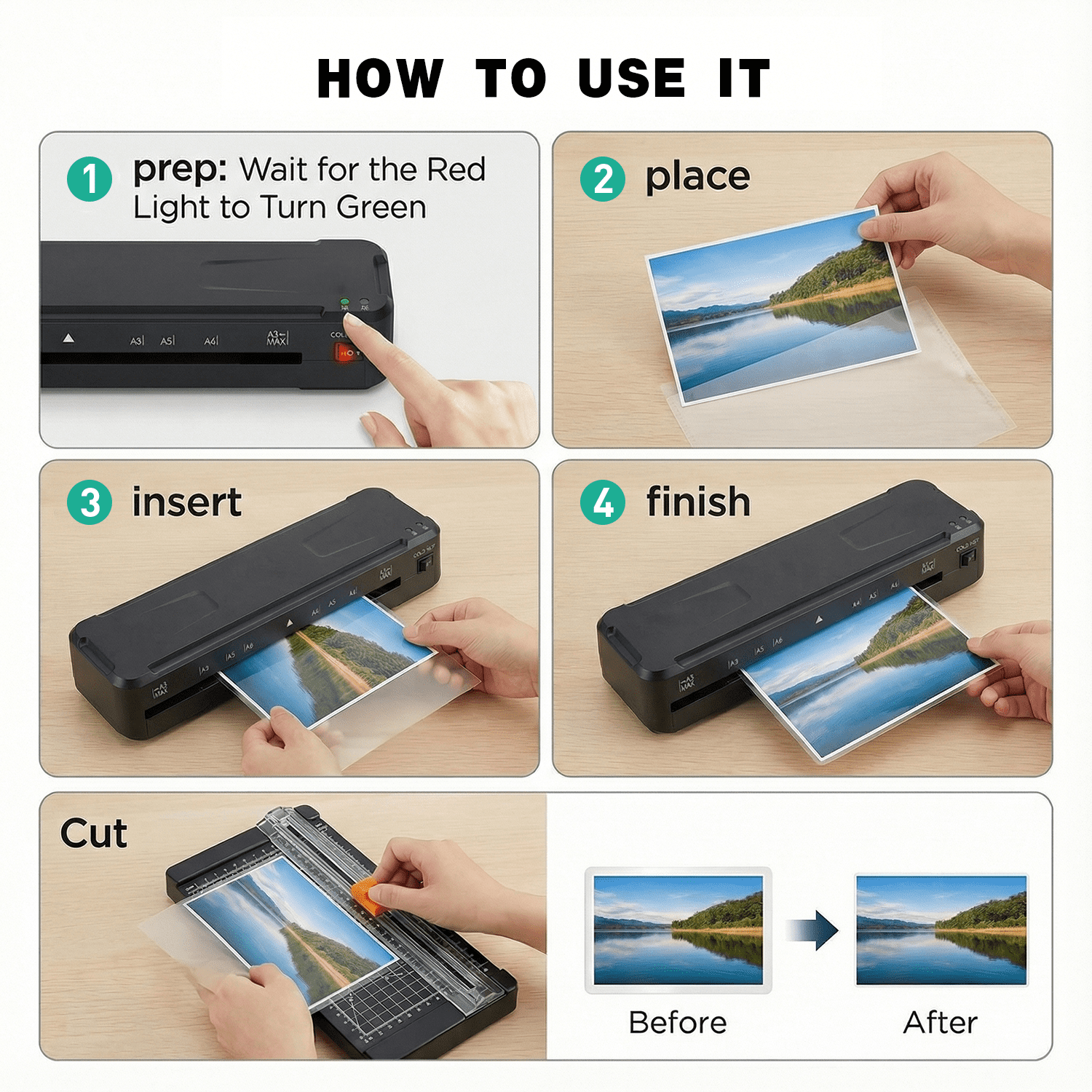 Laminator Machine,13 Inch Cold Thermal Laminators with Laminating Sheets,A3 Personal Laminators for Home Office School