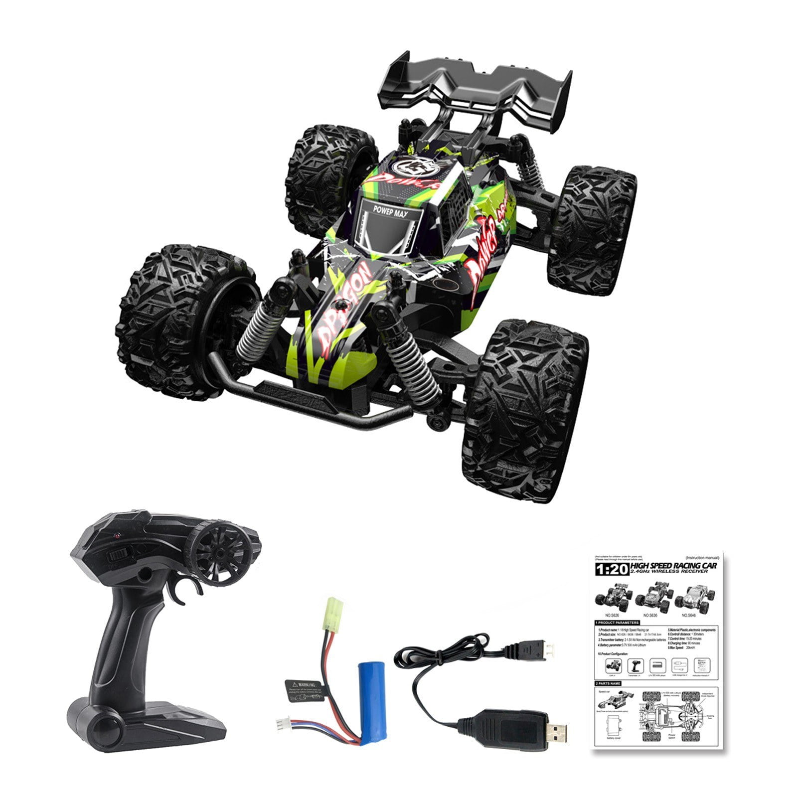 1:20 Scale 2.4GHz Remote Control Off-Road Racing Car 4WD High Speed