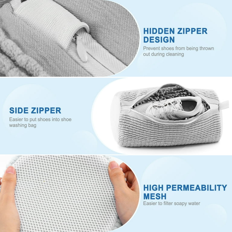 【WOOHWA】WASHER SIDE WRINKLE BAG Rywell Shoe Washing Bag for Washing Machine, Shoe Laundry