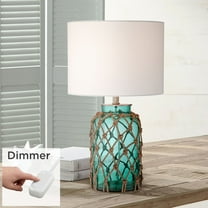 360 Lighting Nautical Accent Table Lamps 22.5" High Set of 2 Coastal Blue Green Rope Net Off White Drum Shade for Living Room Family Bedroom