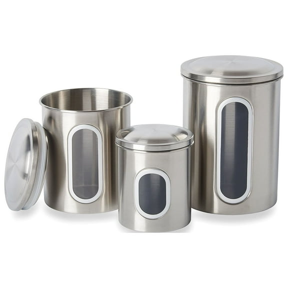 Fox Run Stainless Steel Canister Set, 3-Piece, Small, Medium, and Large Canister
