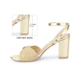 thumbnail image 2 of BLISSFUL STEP Raffia Open Toe High Heels Sandal Ankle Strap Block Heel Sandals for Women Beige (Size 6.5), 2 of 8