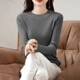 thumbnail image 3 of Womens Knitted Basic Tops, Long Sleeve Shirts for Women Fall Winter Casual Solid Color Slimming Fit Crewneck Sweaters, 3 of 4