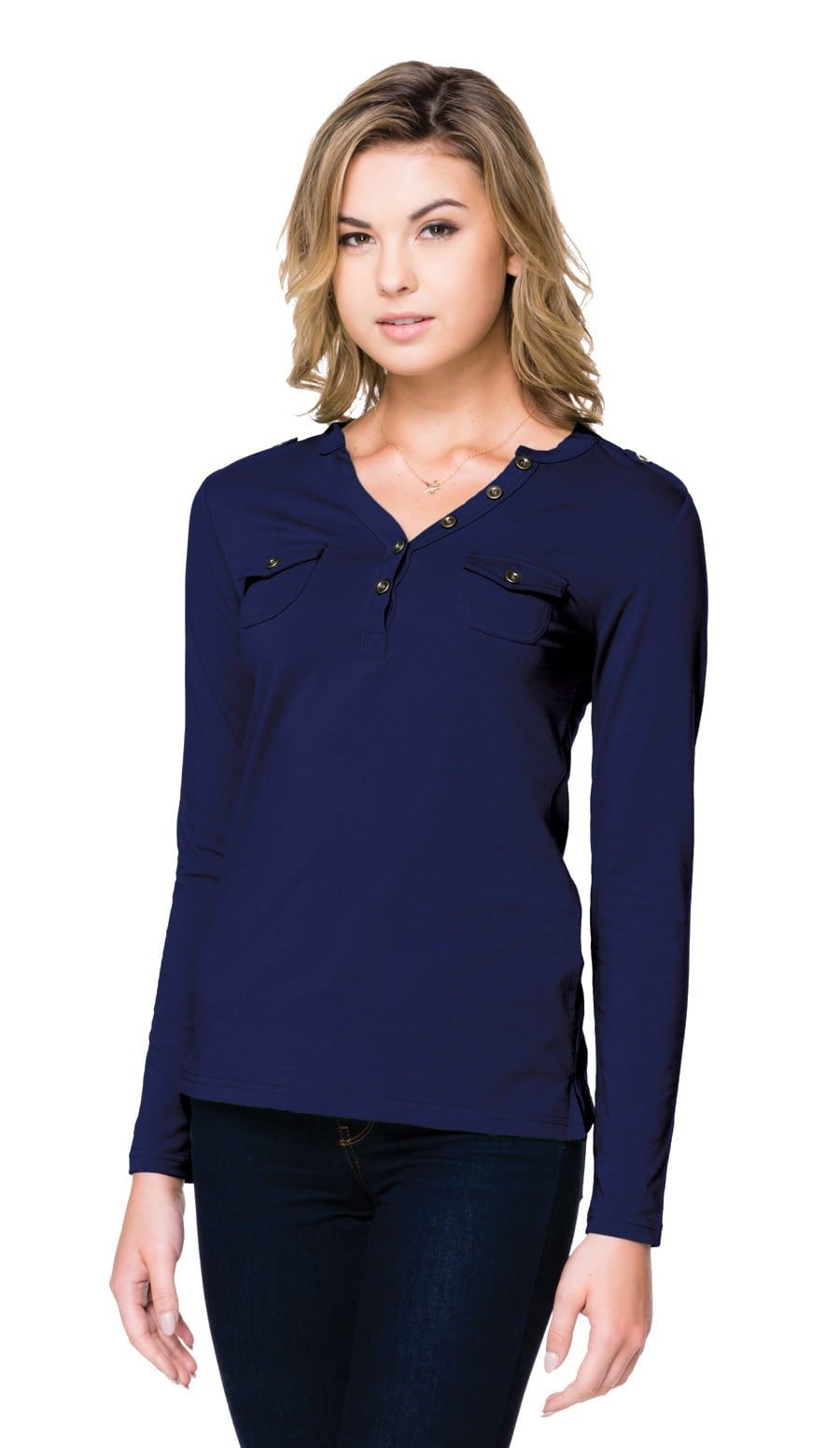 TriMountain Lilac Bloom Bulk Hannah LB144 Open Henley Shirt, Medium