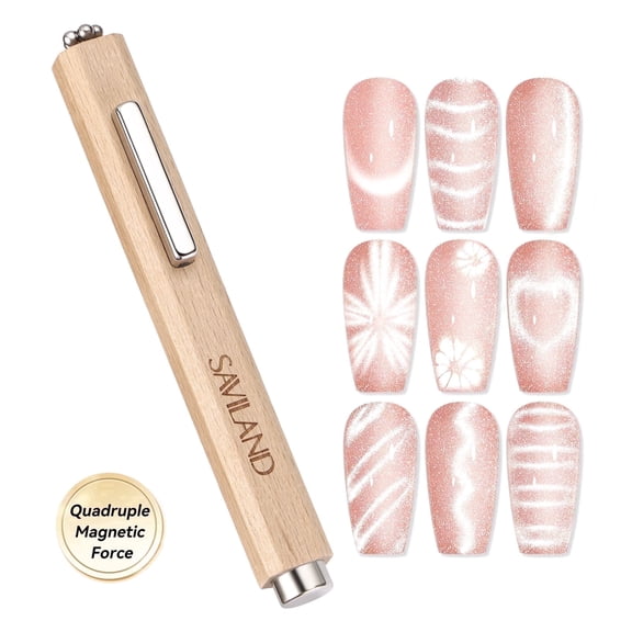 SAVILAND Cat Eye Magnetic for Nail: 3-in-1 Cat Eye Gel Nail Polish N35 Neodymium Strong Suction Magnet Wand Stick Diverse Effect Double Ended Manicure Salon Design Art Tools Set