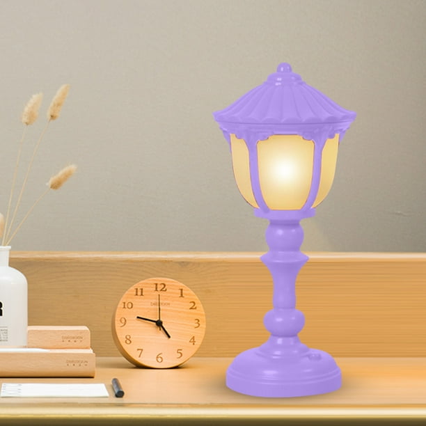 Lámpara LED para mesita de noche, funciona con pilas, retro, para portátil, lámpara para dormir, regalos de vacaciones (púrpura)