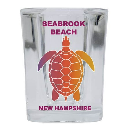 

SEABROOK BEACH Square Shot Glass Rainbow Turtle Design