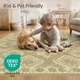 thumbnail image 4 of ODIKA 3'x5' Washable Area Rug Under Vintage Boho Faded Diamonds Border Large Distressed Dining Flowing Dynamic for Hallway, Laundry Room, Non-Slip, Flatweave, Easy Care, 4 of 7