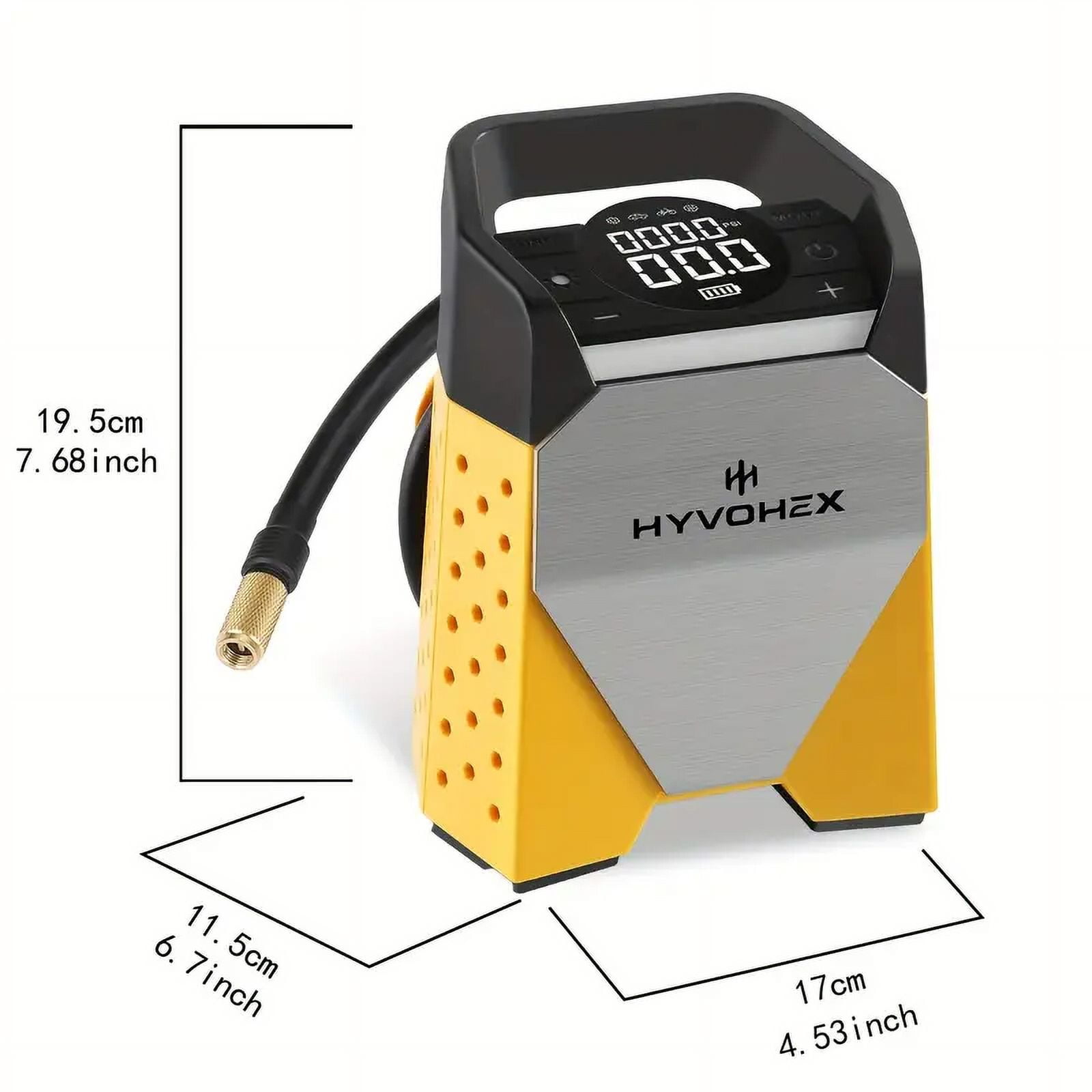 ​​HYVOHEZ Cordless Portable Tire Inflator Air Compressor, 7800mAh 160PSI, Digital Auto Pump for Car Tires, Compact Emergency Pump