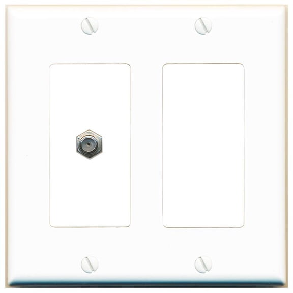 RiteAV Coax 2 Gang Wall Plate with Blank Insert Right [White]