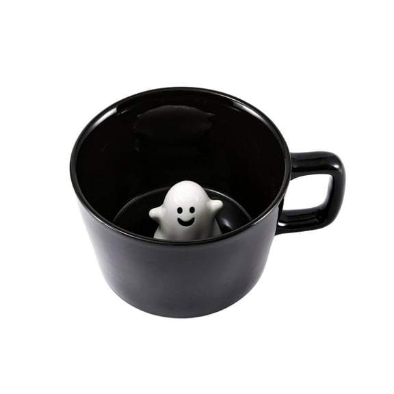 Bico White Ghost Large Ceramic Halloween Mug, for Coffee, Milk, Hot Chocolate, Halloween Decoration, Day of The Dead Decor