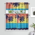 thumbnail image 2 of Kitchen Curtains 36 Inch Short - 3 Panel Set, Rod Pocket Window Curtain with Tropical Palm Tree Sunset Print, 100% Polyester for Boho Kitchen, Beach Room, Easy Wash, 2 of 6