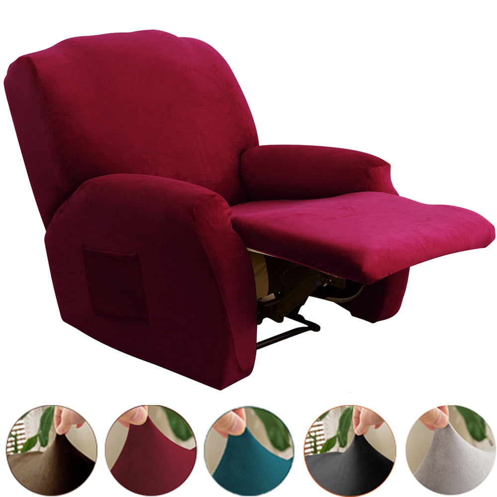 TOPCHANCES 4piece Velvet Stretch Recliner Chair Slipcover, Non Slip 1