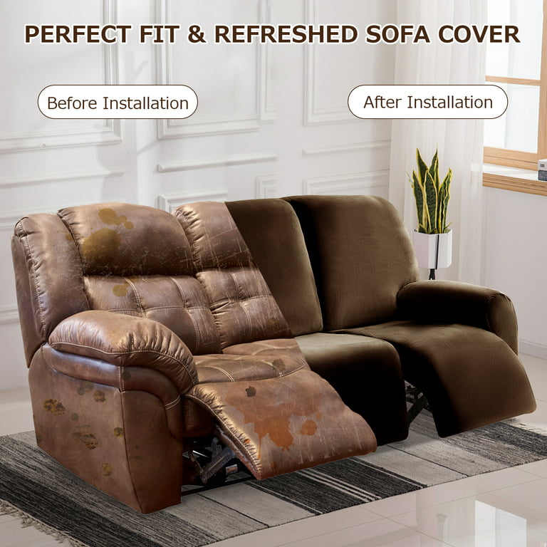 Velvet Recliner Covers Non Slip Waterproof Large Recliner Chair Covers for  Leather Chairs Reversible Recliner Sofa Cover for Living Room Recliner