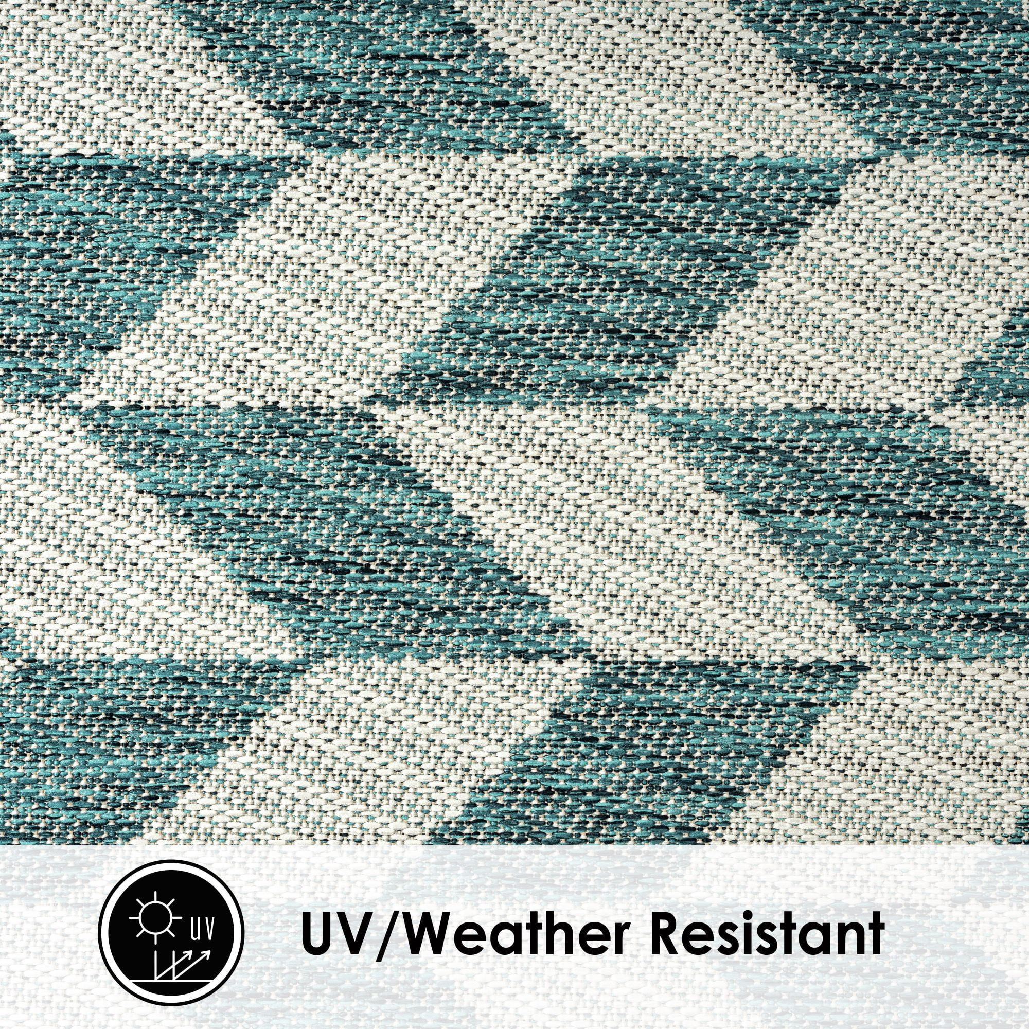 Nicole Miller New York Patio Country Calla Contemporary Herringbone Indoor/Outdoor Area Rug, Green/Cream, 6'6"x9'2"