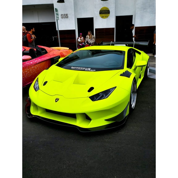 Wall Art Impressions 24x32in Yellow Lamborghini Sport Vehicle Photographic Print Poster