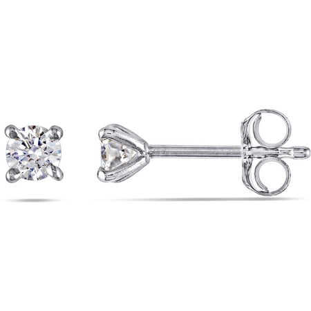 Miabella 1/4 Carat T.W. Diamond Solitaire 14kt White Gold Martini Stud Earrings, IGL Certified