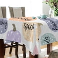 thumbnail image 3 of 60x90 Inch Tablecloth Polyester Square Tablecloth for Home Kitchen Dinner Decor Pumpkins with Spooky Text, 3 of 9