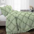 thumbnail image 2 of CCNY 1000 TC 100% Egyptian Cotton Duvet Cover with 2 Matching Pillowcases Queen/Full Size Diamond Ruffle Pattern, Zipper Closure, Corner Ties (Moss), 2 of 7