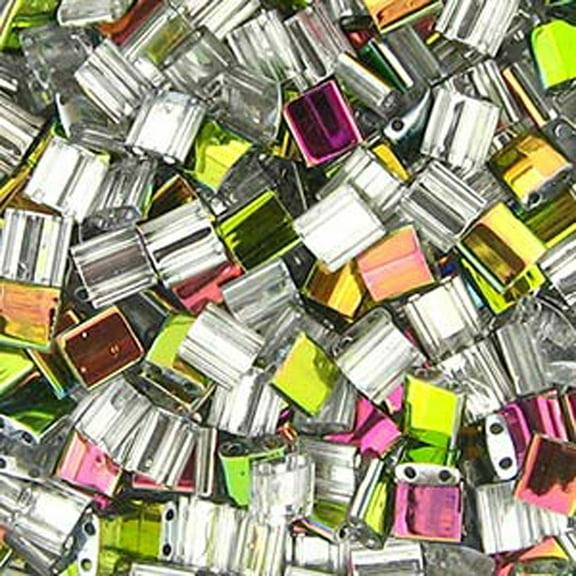 Crystal Vitrail Miyuki Tila, Loose Beads, 7.2gm 2 Hole, Loose Seed Beads, 5x5mm