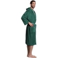 thumbnail image 2 of Men's Turkish Terry Cloth Robe, Thick Hooded Bathrobe (Green, Small), 2 of 6