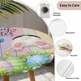 thumbnail image 6 of Easter Fitted Tablecloth with Elastic Edged, Round Table Cloth for Dining Table, Spring Easter Eggs Bunny Colorful Wooden Grain Waterproof Oil Proof Table Cover for Indoor Outdoor 36"-44", 6 of 8