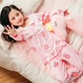 thumbnail image 2 of Conjunto de pijama de algodón para niña, ropa de dormir de manga larga con estampado de fresa, bonita, para otoño y primavera, regalo de Navidad, 2 of 4