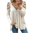 thumbnail image 2 of CEHVOM Blouse Décontractée à Manches Longues Unie Col en V Mode Été pour Femmes, 2 of 6