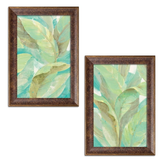 Gango Home Decor Tropical Under the Palms I & II by Albena Hristova (Ready to Hang); Two 12x18in Gold Trim Framed Prints