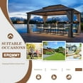 thumbnail image 4 of EROMMY 12'x16' Outdoor Polycarbonate Double Roof Hardtop 12 ft Gazebo Canopy, Brown, 4 of 7