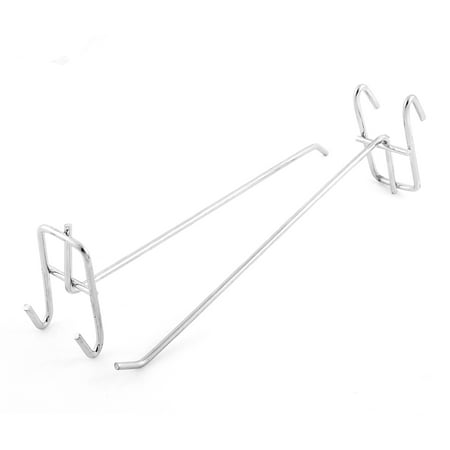 2pcs Silver Tone Straight Metal Jewelry Clothing Hanging Display Hook Rack 20cm