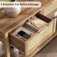 thumbnail image 4 of Zzistar Rattan Console Table for Entryway - 43" Boho Sofa Table with 2 Drawers & Lower Shelf, Mid-Century Modern Hallway Table, Slim Farmhouse Accent Table for Living Room, Bedroom, 4 of 6