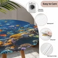 thumbnail image 4 of Summer Marine Life Round Fitted Tablecloth with Elastic Edge Modern Shark Turtle Coral Table Cover Fit for 36"-44" Tables Waterproof Tablecloths for Dinner Camping Picnic, 4 of 9