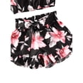 thumbnail image 4 of Girls Breeches Suit Off Shoulder Floral Ruffle Top Stretch Shorts Set, 4 of 9
