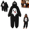 thumbnail image 5 of Ghost Pumpkin Onesie, Pumpkin Jack O Hooded Costumes Adult Plush Halloween Pajama|Polar Fleece Jack-O Casual Costume Y2k Trendy Funny Streetwear Fall Winter Warmth Jumpsuit Vacation Loungewear, L, 5 of 7