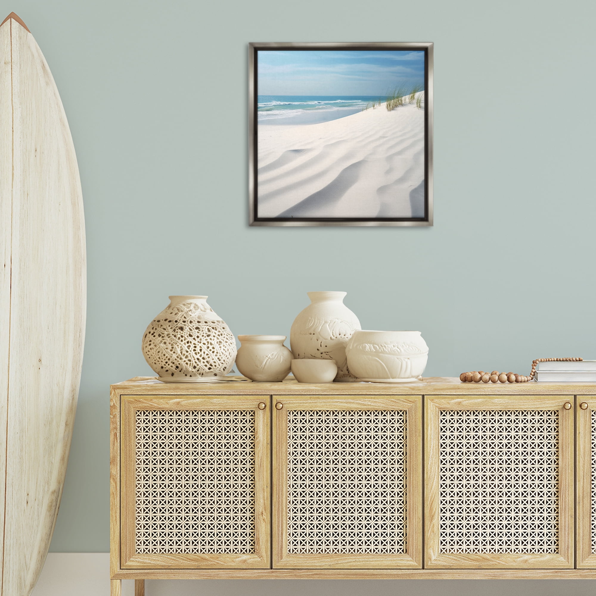 Stupell Industries Seabreeze Windy Dunes Landscape Photography Gray Floater Framed Canvas Art Print Wall Art, 25 x 25
