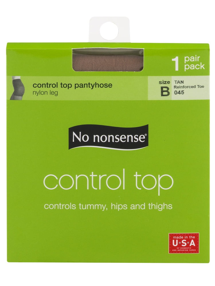 No Nonsense - Control Top Pantyhose Size B Tan Reinforced Toe - 1 PR, 1 ...